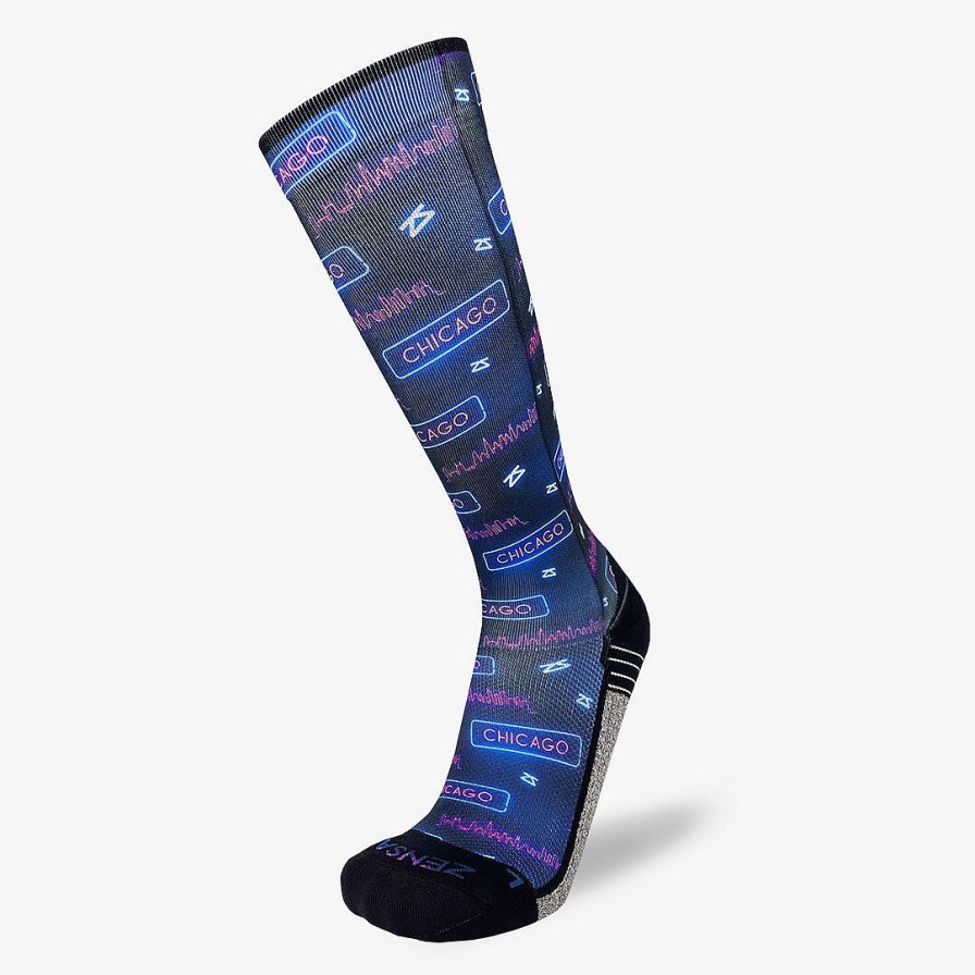 Men Zensah | Neon Chicago Compression Socks (Knee-High) Navy