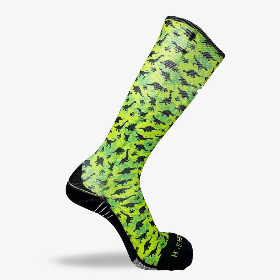 Men Zensah | Dino Silhouettes Compression Socks (Knee-High) Neon Green