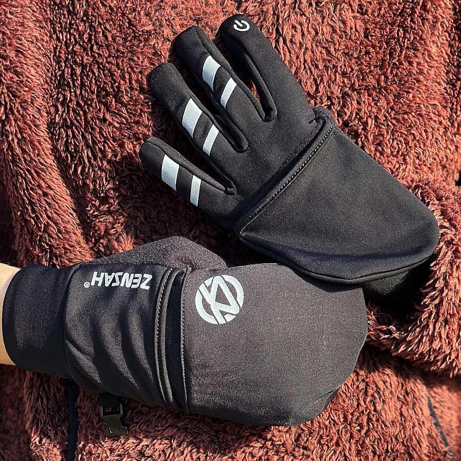 Men Zensah | Smart Running Mittens Black