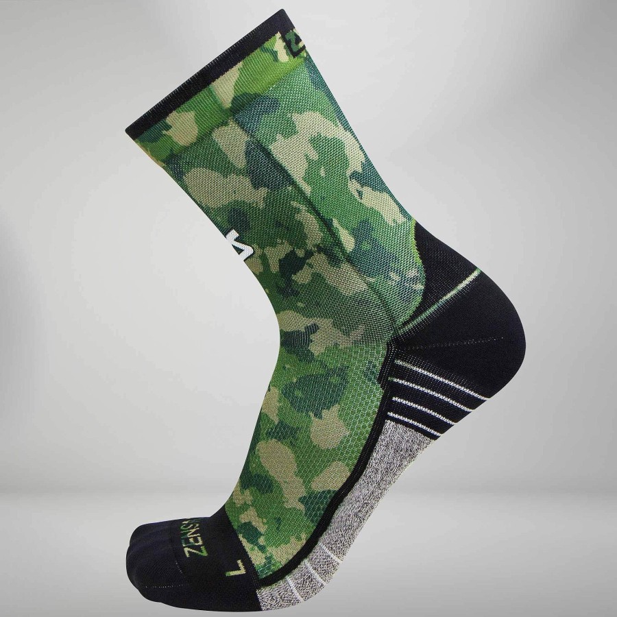 Men Zensah | Camo Socks (Mini-Crew) Army Green