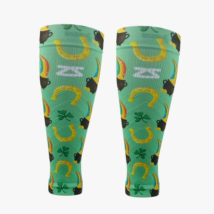 Men Zensah | Lucky St. Patrick'S Compression Leg Sleeves Green