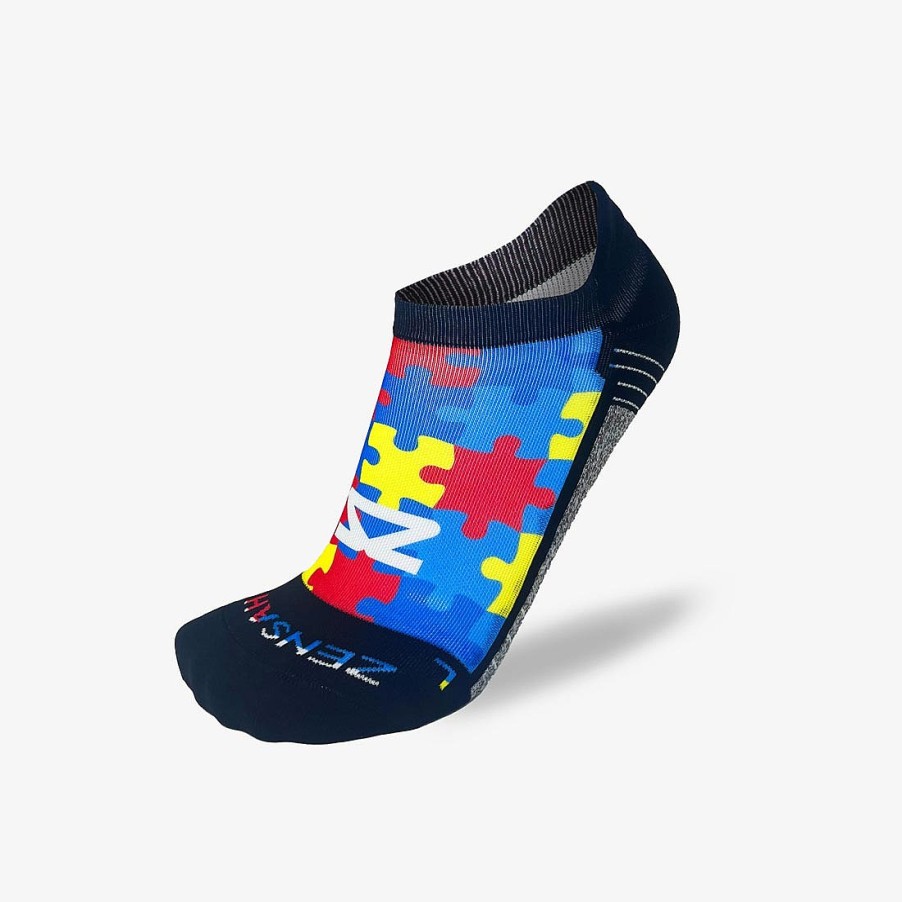 Men Zensah | Puzzle Pieces Running Socks (No Show) Blue/Yellow/Red