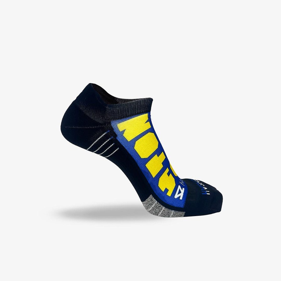 Men Zensah | Boston Blue And Yellow Running Socks (No Show) White/Blue/Yellow