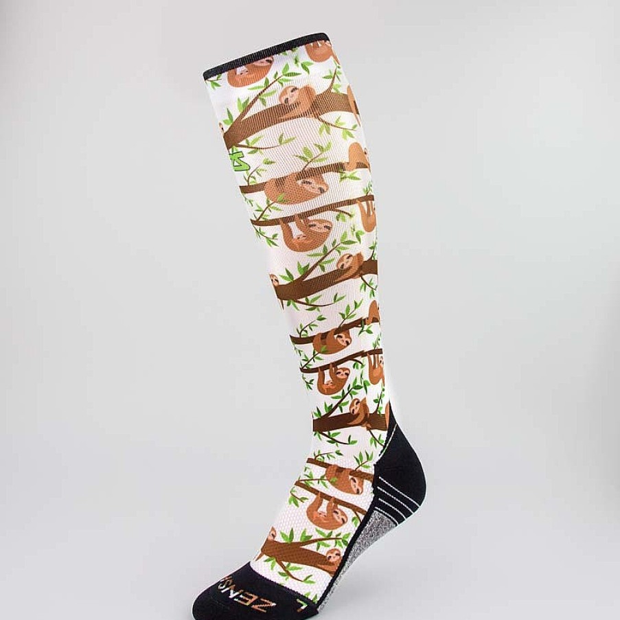 Limited Edition Zensah | Sloths Compression Socks (Knee-High) White