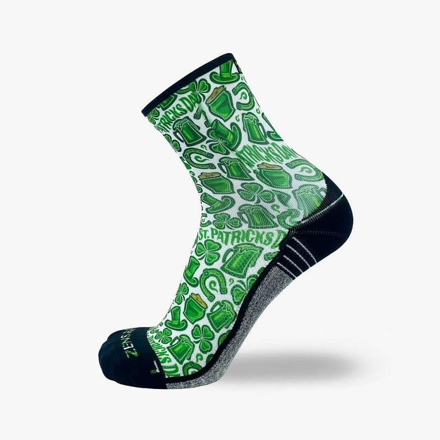 Limited Edition Zensah | Clovers And Beer Socks (Mini-Crew) White