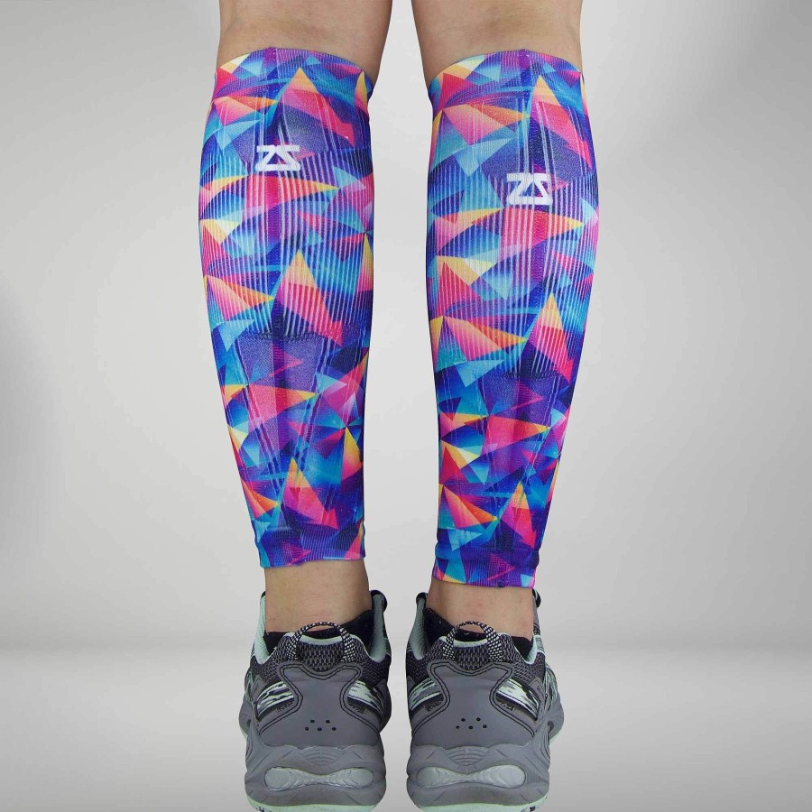 Limited Edition Zensah | Retro Triangles Compression Leg Sleeves Blue-Pink