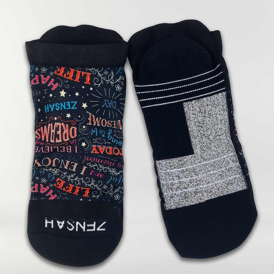 Men Zensah | Motivational Quotes Running Socks (No Show) Black