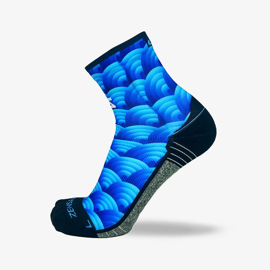 Men Zensah | Abstract Wavebows Socks (Mini-Crew) Blues