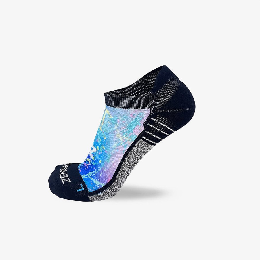 Men Zensah | Color Splatter Running Socks (No Show) Blue/Purple