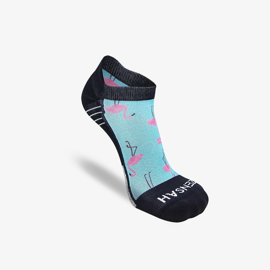 Limited Edition Zensah | Pink Flamingos Socks (No Show) Sky Blue