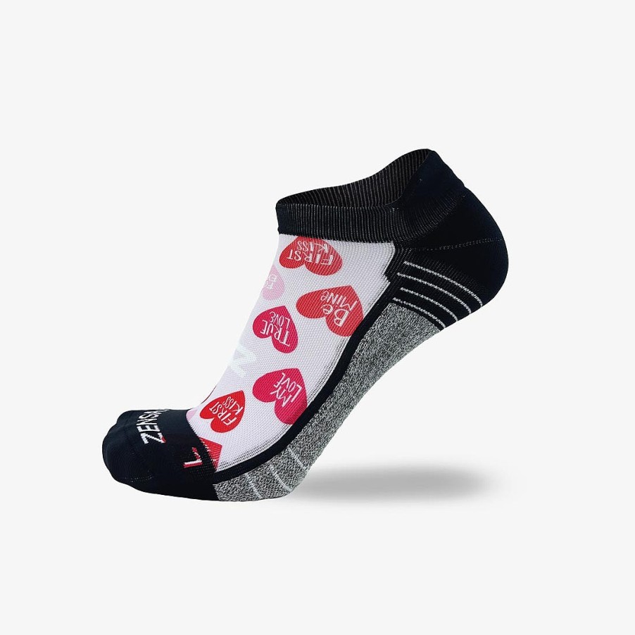 Men Zensah | Heart Phrases Running Socks (No Show) Rosy