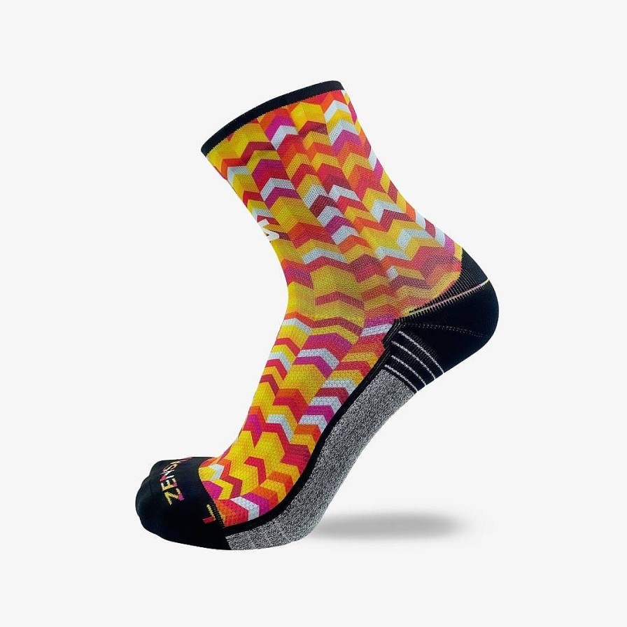 Men Zensah | Chevrons Socks (Mini-Crew) Hot Pink/Neon Orange