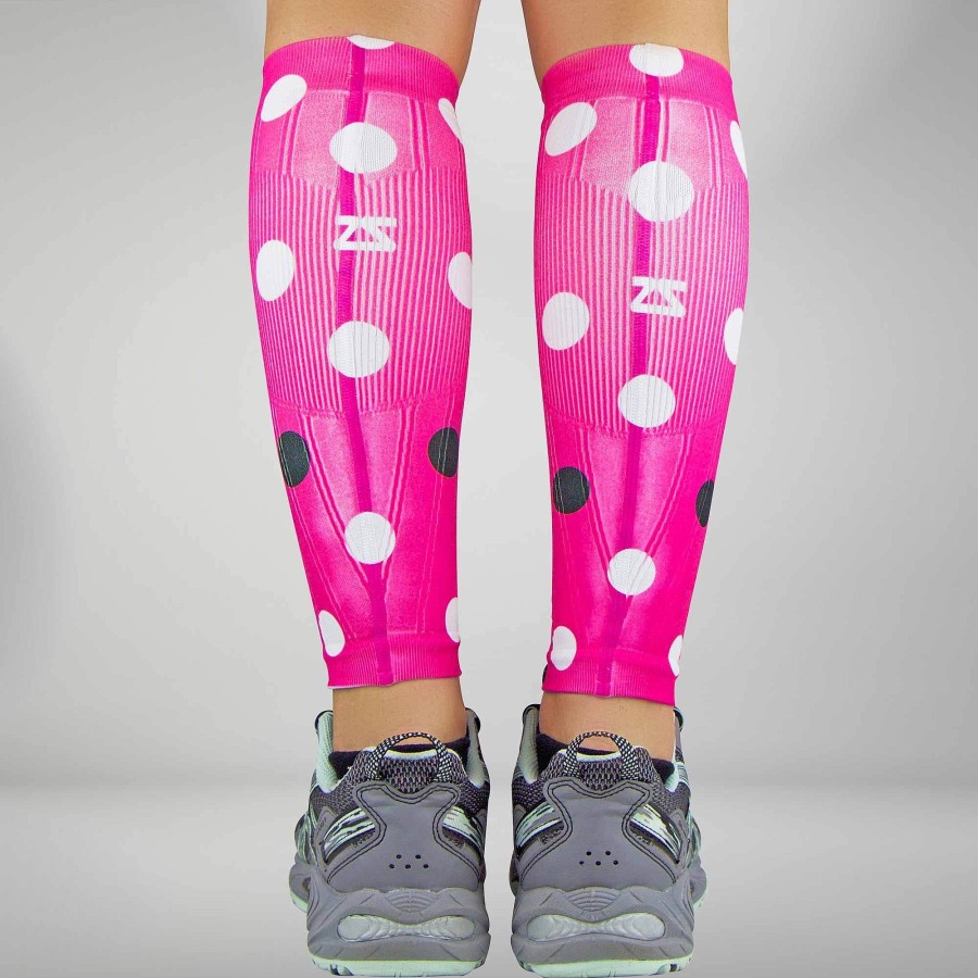 Men Zensah | Polka Dot Compression Leg Sleeves Neon Pink