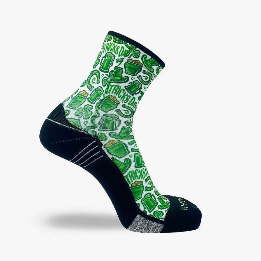 Men Zensah | Clovers And Beer Socks (Mini-Crew) White