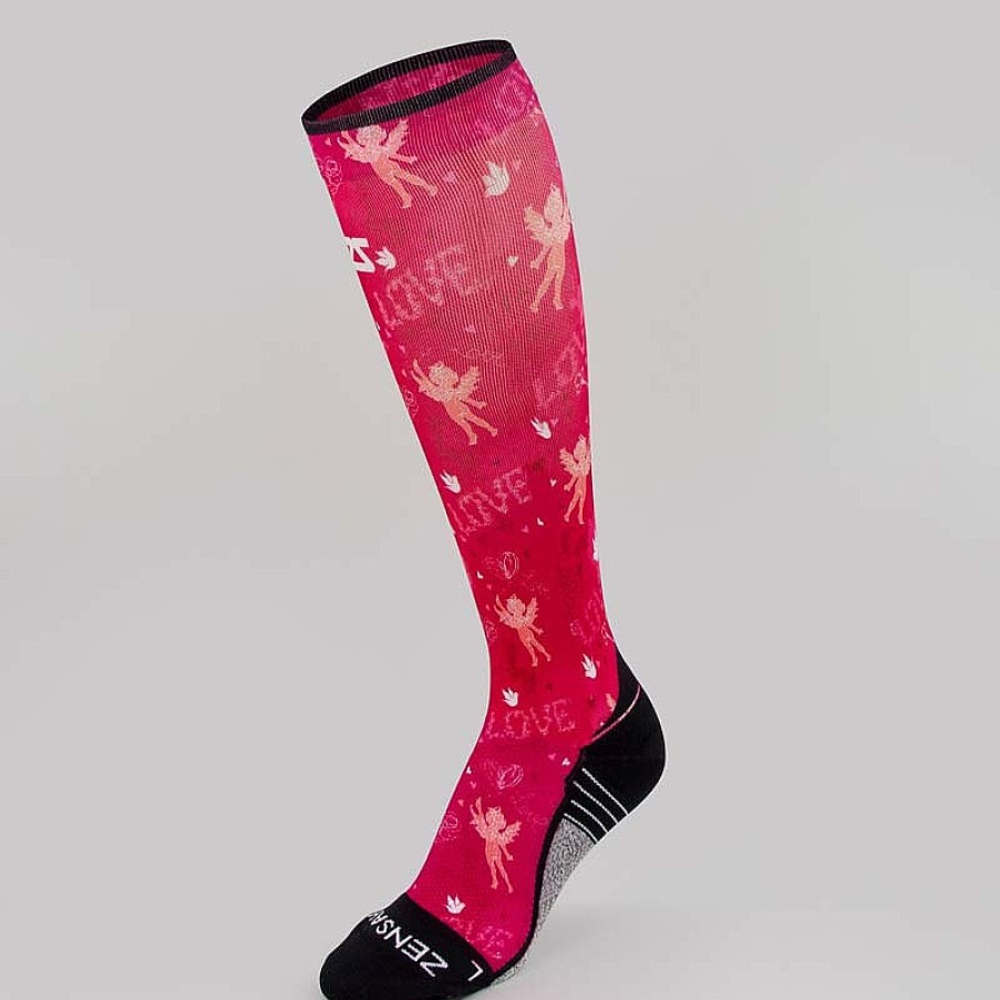 Men Zensah | Cupid Doodle Valentine'S Compression Socks (Knee-High) Magenta