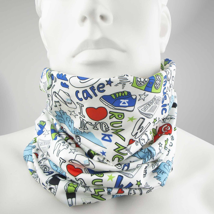 Men Zensah | New York Doodle Multi-Use Neck Gaiter & Headwear White