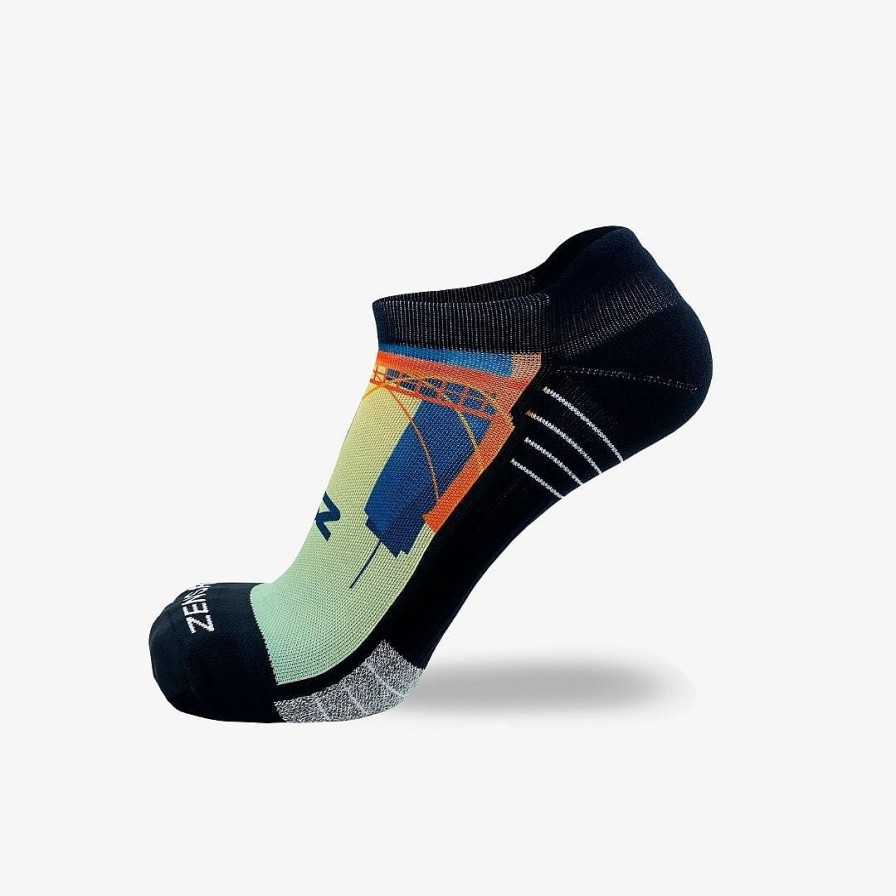 Limited Edition Zensah | Brooklyn Postcard Running Socks (No Show) Orange/Blue