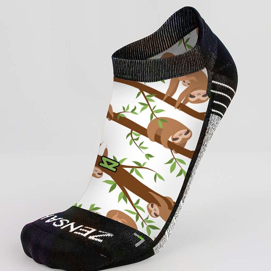 Men Zensah | Sloths Running Socks (No Show) White