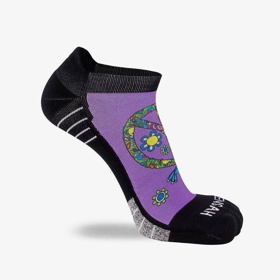 Men Zensah | Peace Signs Running Socks (No Show) Purple