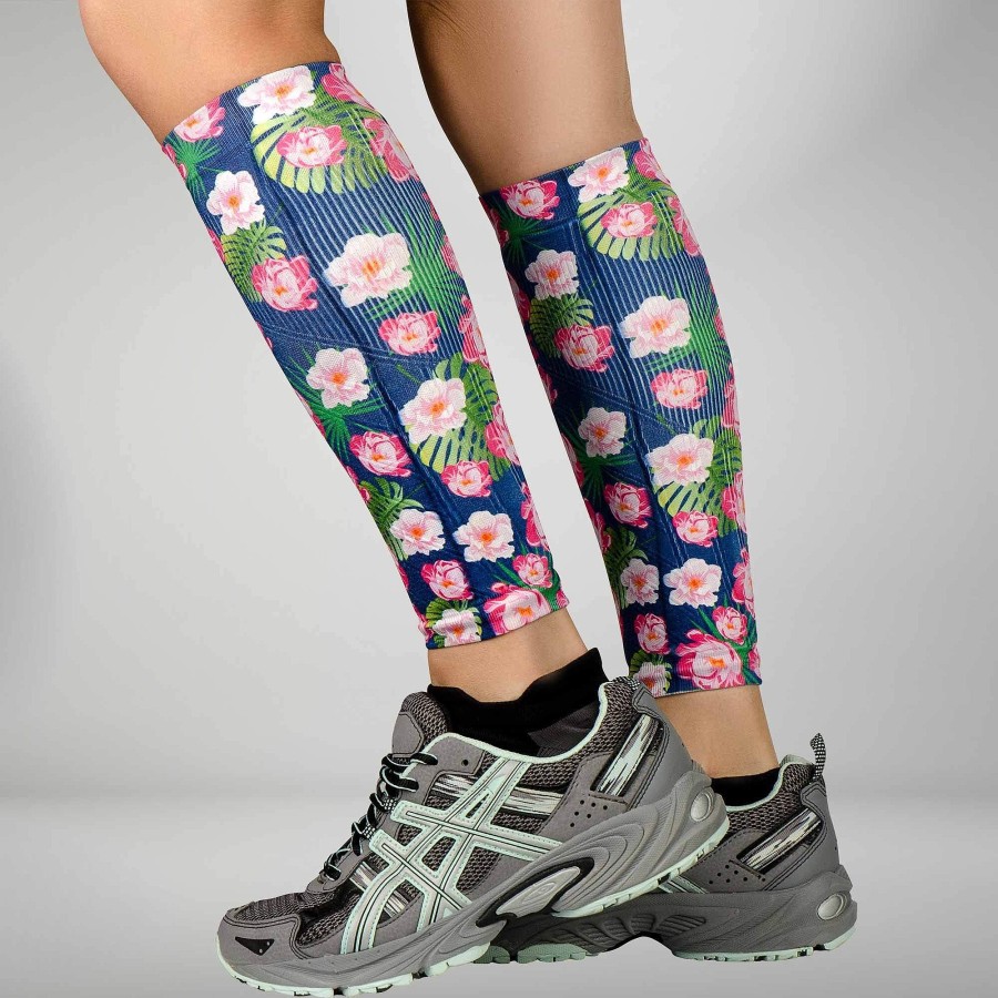 Limited Edition Zensah | Floral Compression Leg Sleeves Navy