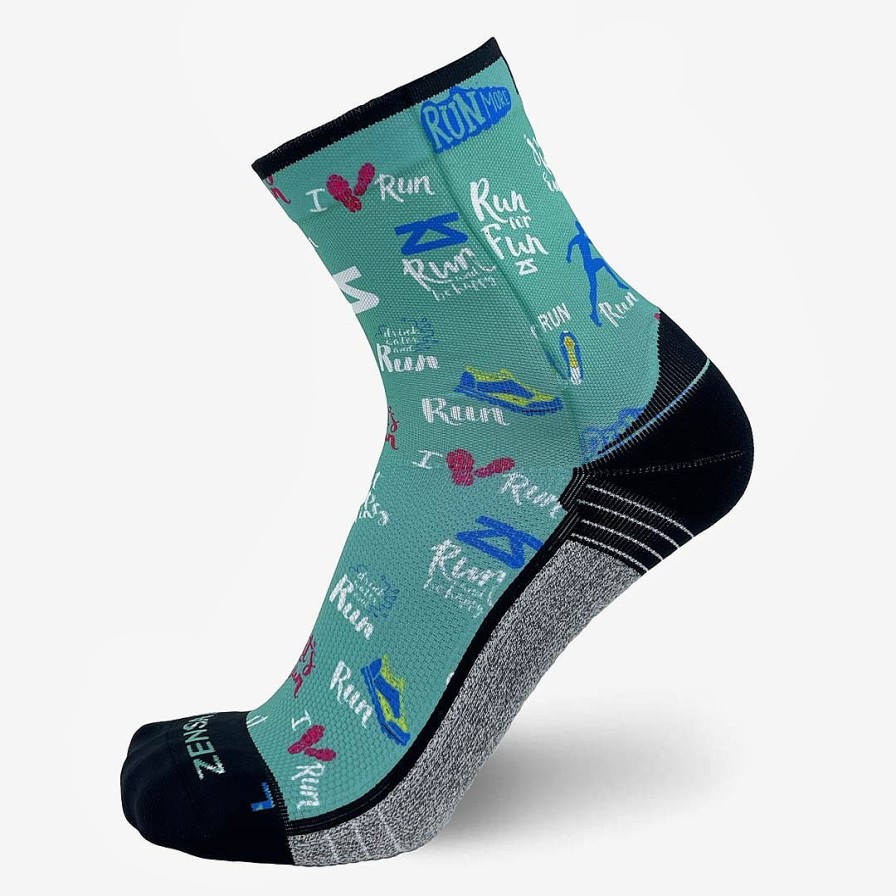 Men Zensah | Running Motivation Socks (Mini-Crew) Teal