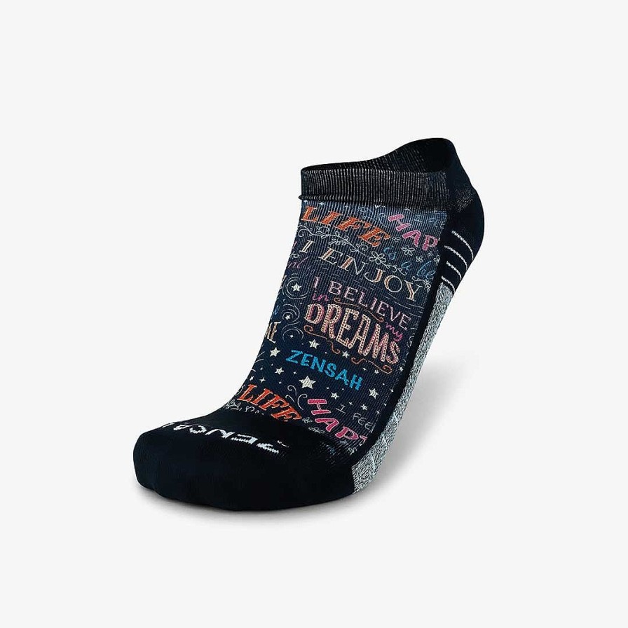 Limited Edition Zensah | Motivational Quotes Running Socks (No Show) Black