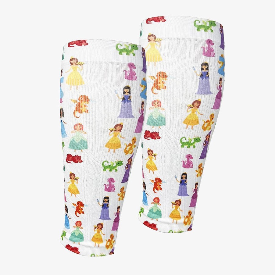 Men Zensah | Princesses And Dragons Compression Leg Sleeves White