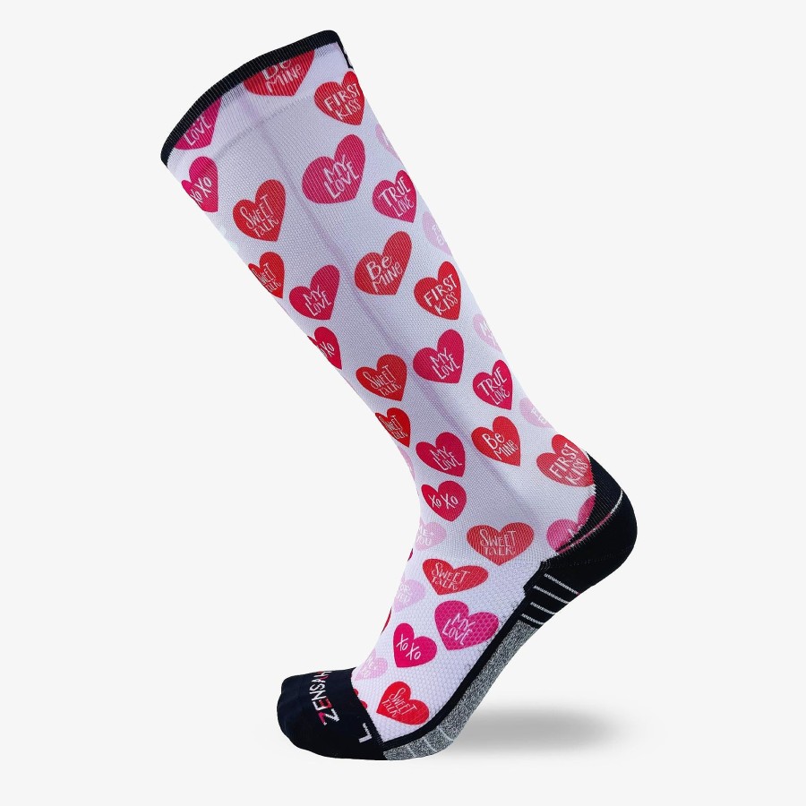 Men Zensah | Heart Phrases Compression Socks (Knee-High) Rosy