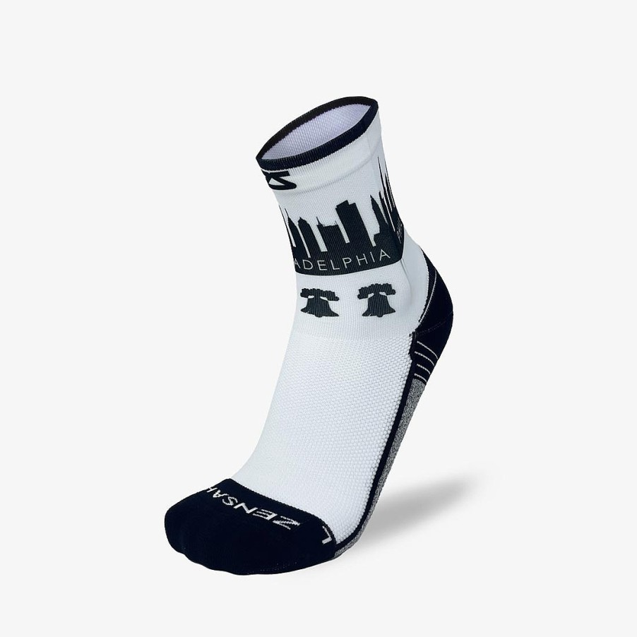 Limited Edition Zensah | Philadelphia Skyline Socks (Mini-Crew) White