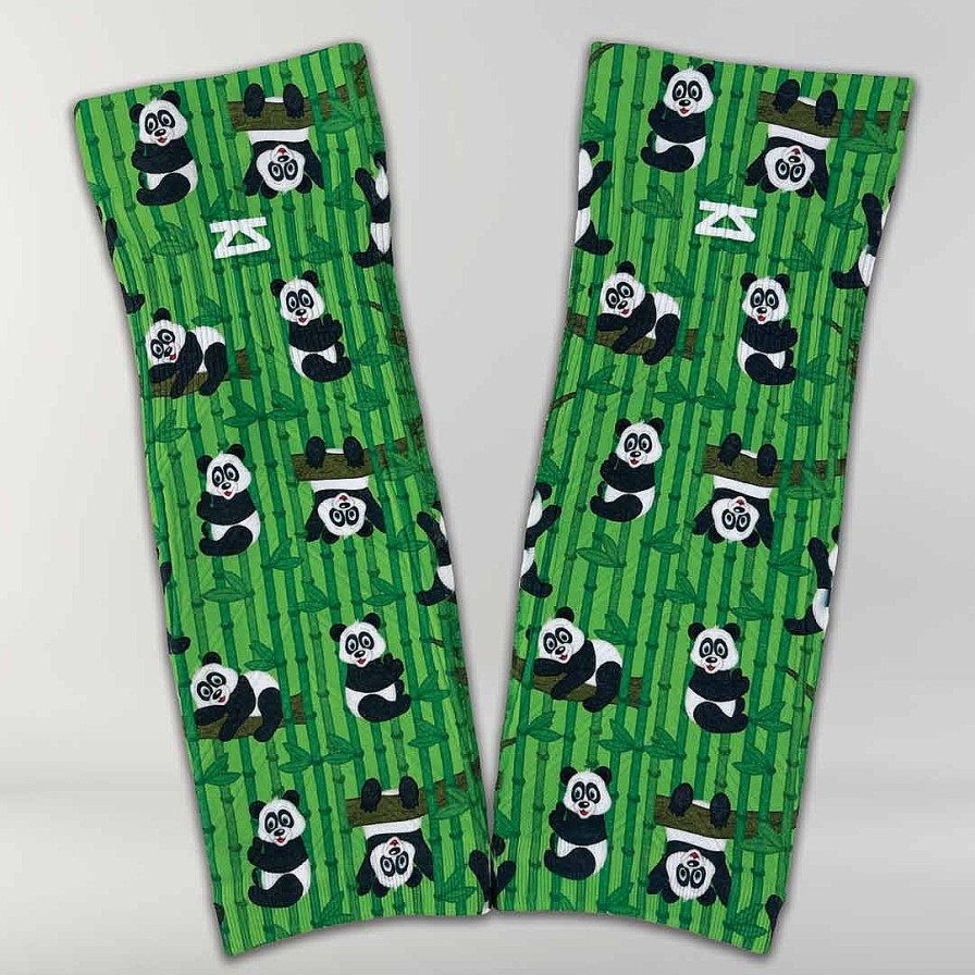 Men Zensah | Pandas Compression Leg Sleeves Green