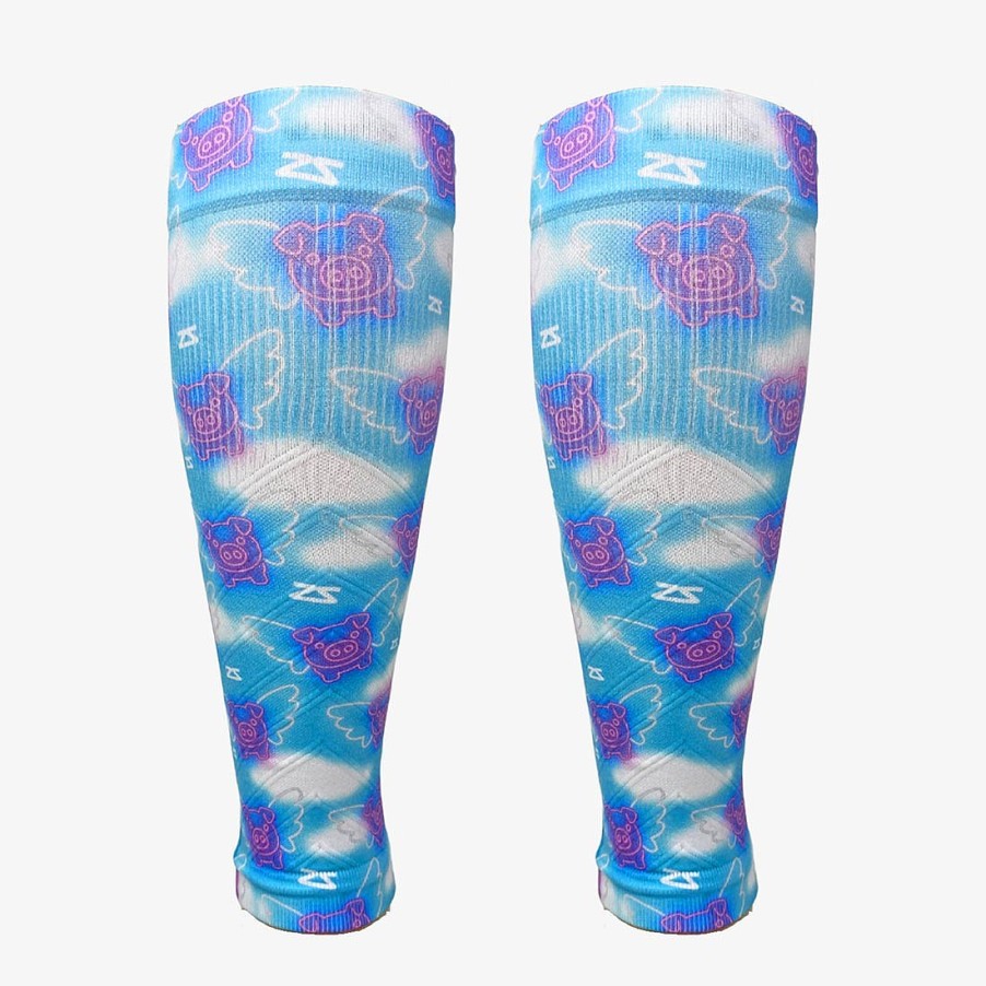 Men Zensah | Neon Flying Pigs Compression Leg Sleeves Navy