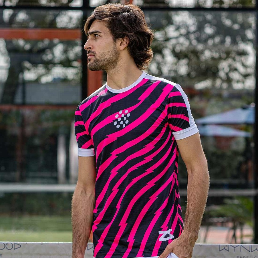 Men Zensah Tops & Bottoms | Men'S Padel Lightning Performance Tee Neon Pink