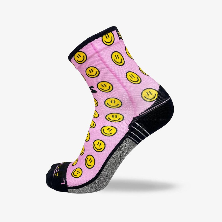 Limited Edition Zensah | Smiley Faces Socks (Mini-Crew) Pink