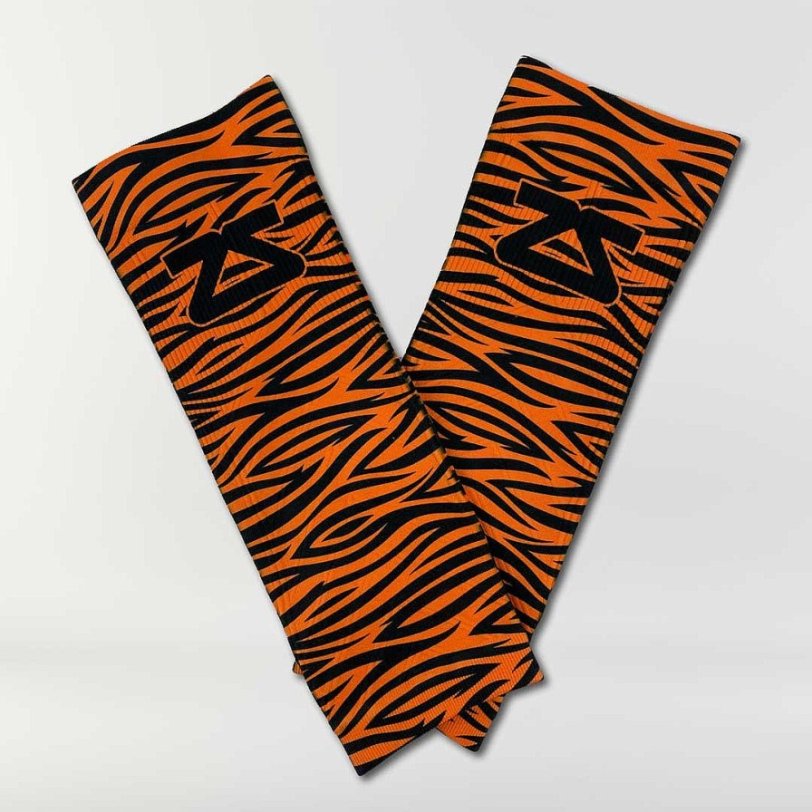 Men Zensah | Tiger Print Compression Leg Sleeves Orange