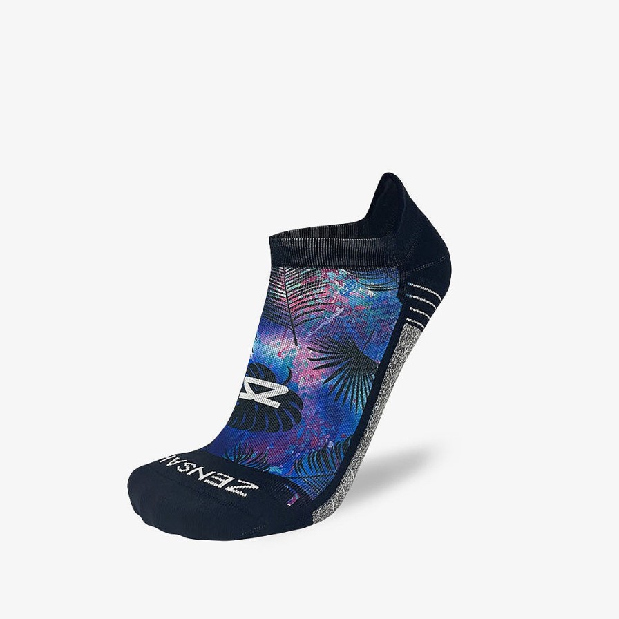 Men Zensah | Palm Leaves Running Socks (No Show) Blue/Pink