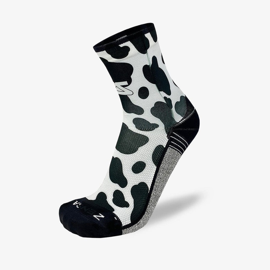 Limited Edition Zensah | Cow Print Socks (Mini-Crew) White