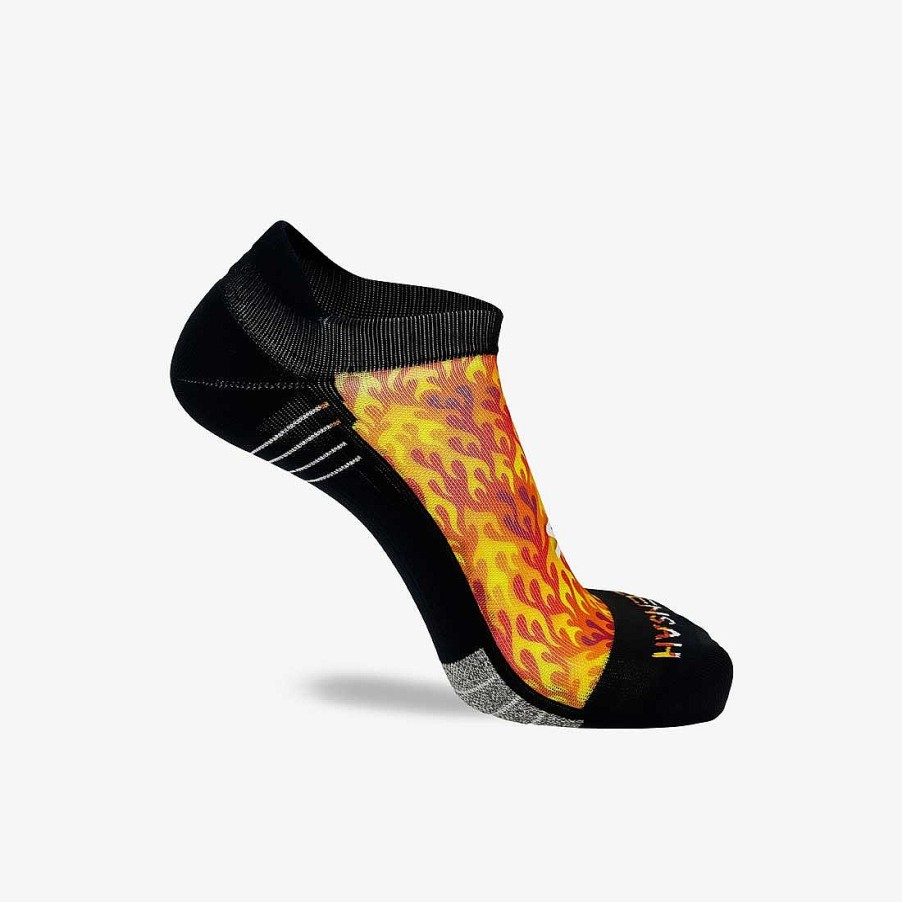 Men Zensah | Flames Running Socks (No Show) Yellow/Red