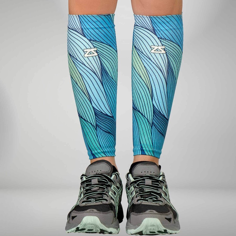 Men Zensah | Abstract Waves Compression Leg Sleeves Blues