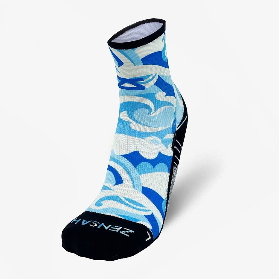 Men Zensah | Tropical Surf Waves Socks (Mini-Crew) Blues