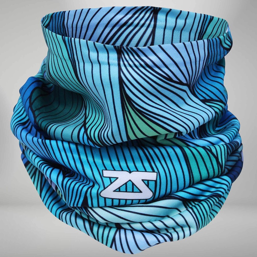 Women Zensah Face Coverings | Abstract Waves Multi-Use Neck Gaiter & Headwear Blues