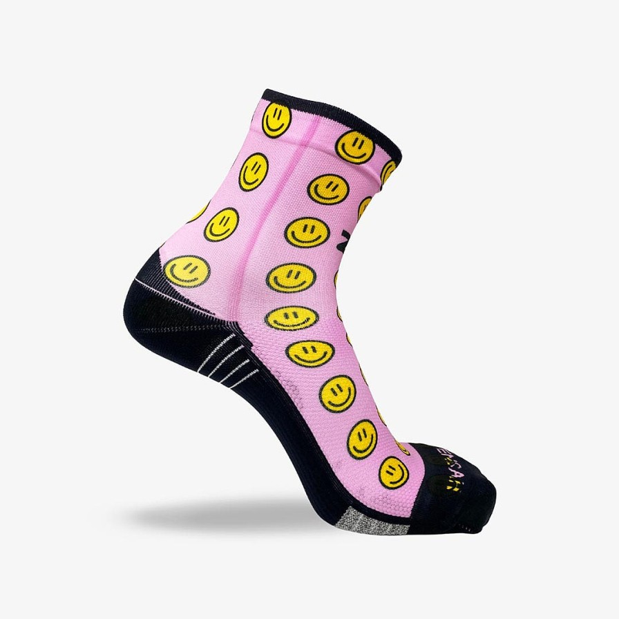 Limited Edition Zensah | Smiley Faces Socks (Mini-Crew) Pink