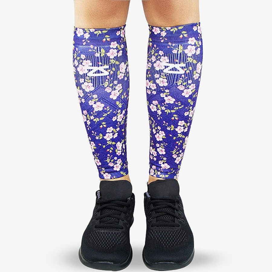 Men Zensah | Cherry Blossoms Compression Leg Sleeves Navy