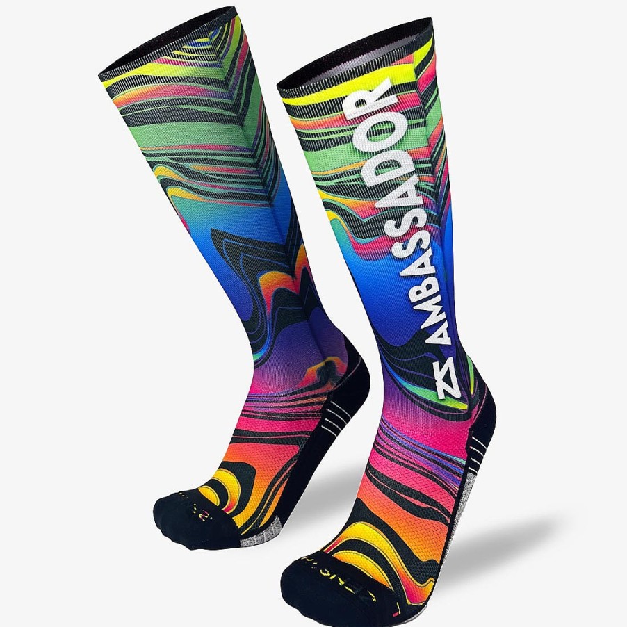 Limited Edition Zensah | 2024 Rainbow Swirls Ambassador Compression Socks (Knee-High) Multi