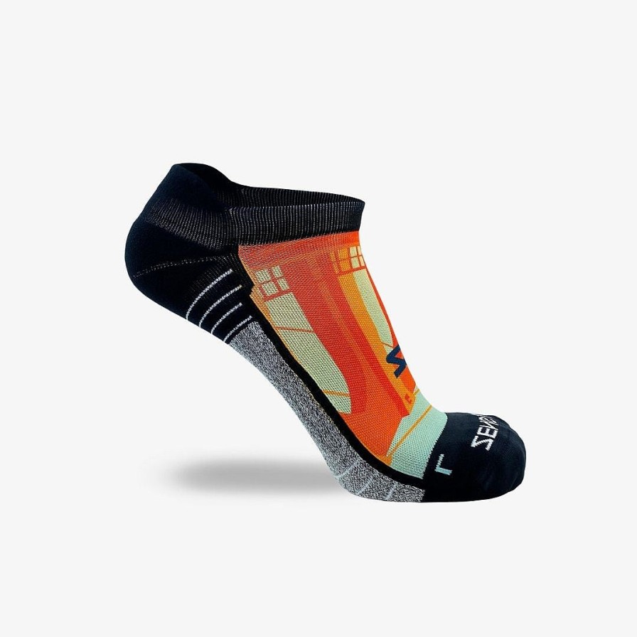 Limited Edition Zensah | Brooklyn Postcard Running Socks (No Show) Orange/Blue