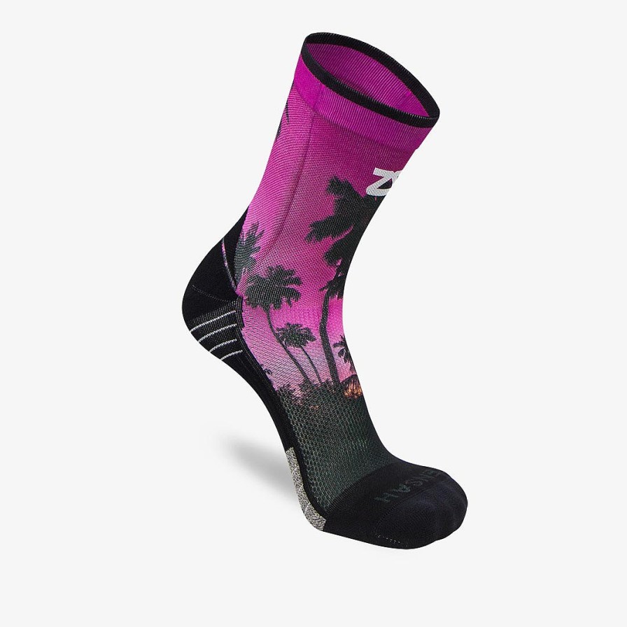 Limited Edition Zensah | Tropical Palm Trees Socks (Mini-Crew) Magenta