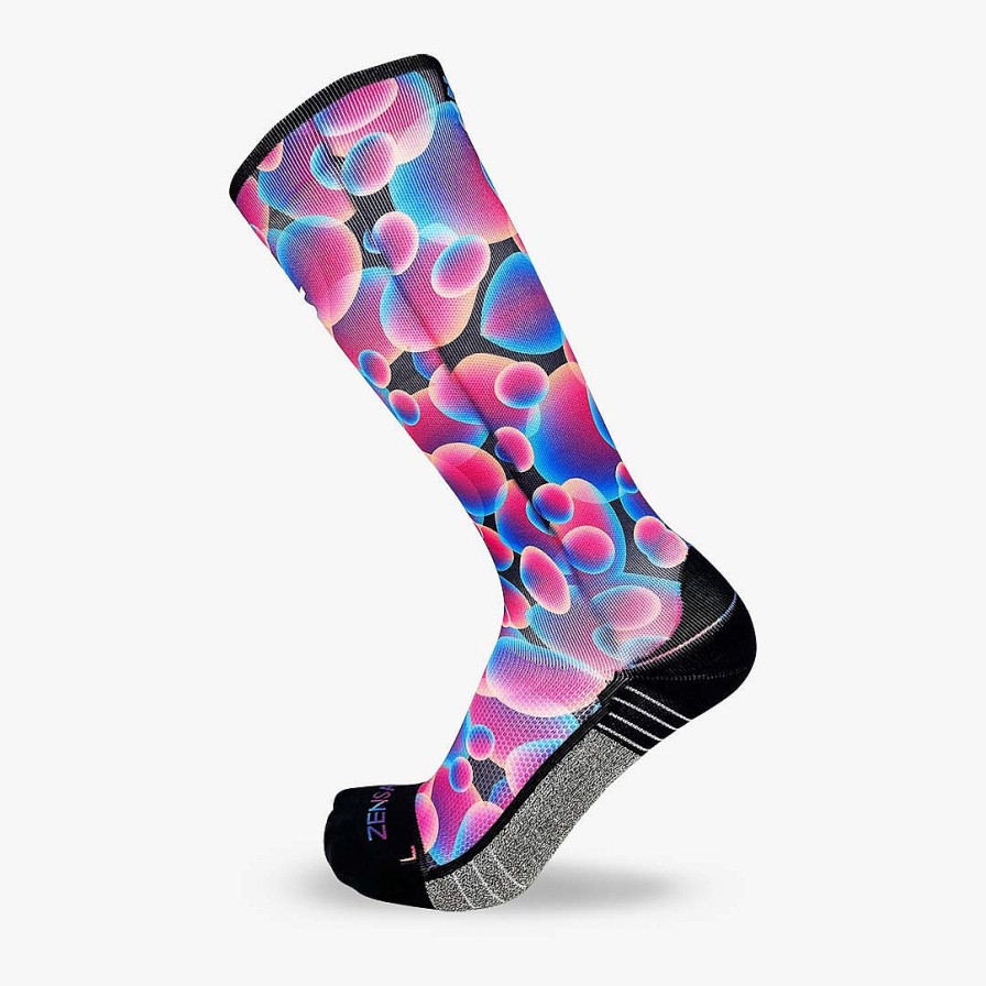 Men Zensah | Lava Lamp Compression Socks (Knee-High) Black/Aqua/Neon Pink