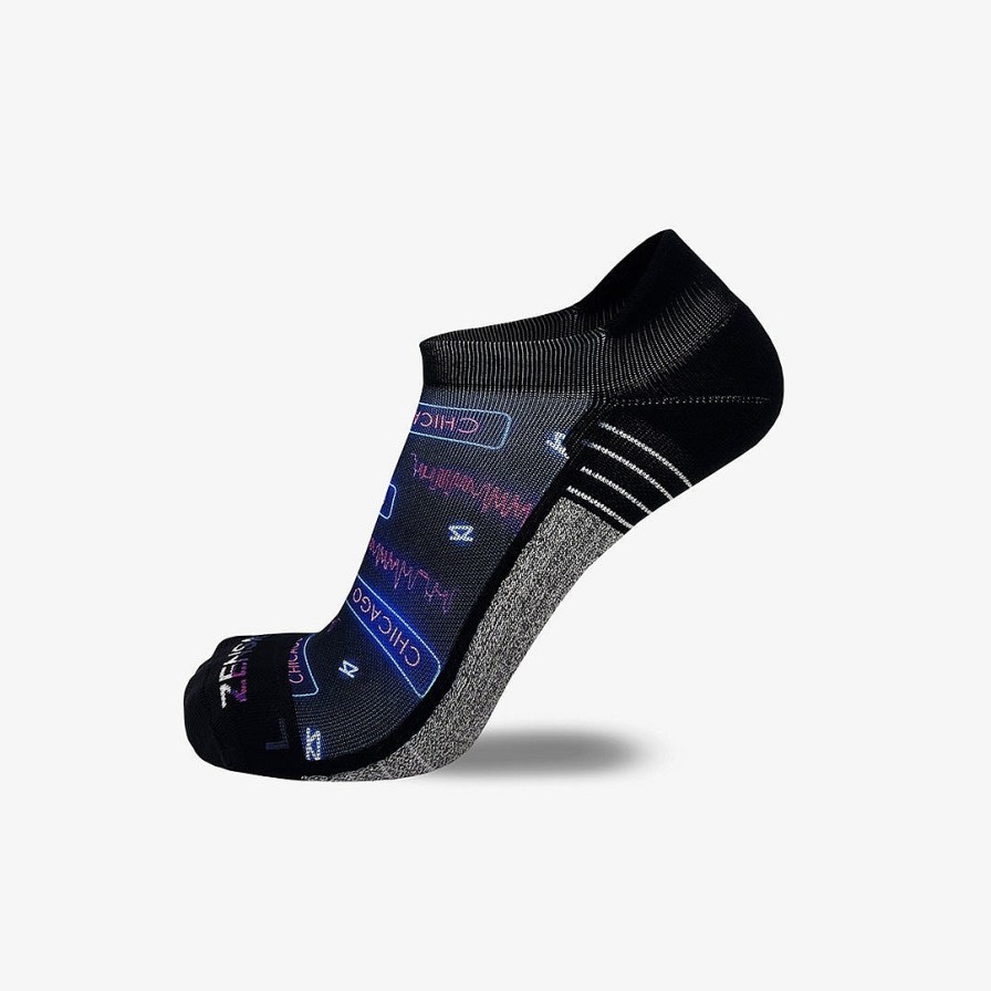 Limited Edition Zensah | Neon Chicago Running Socks (No Show) Navy