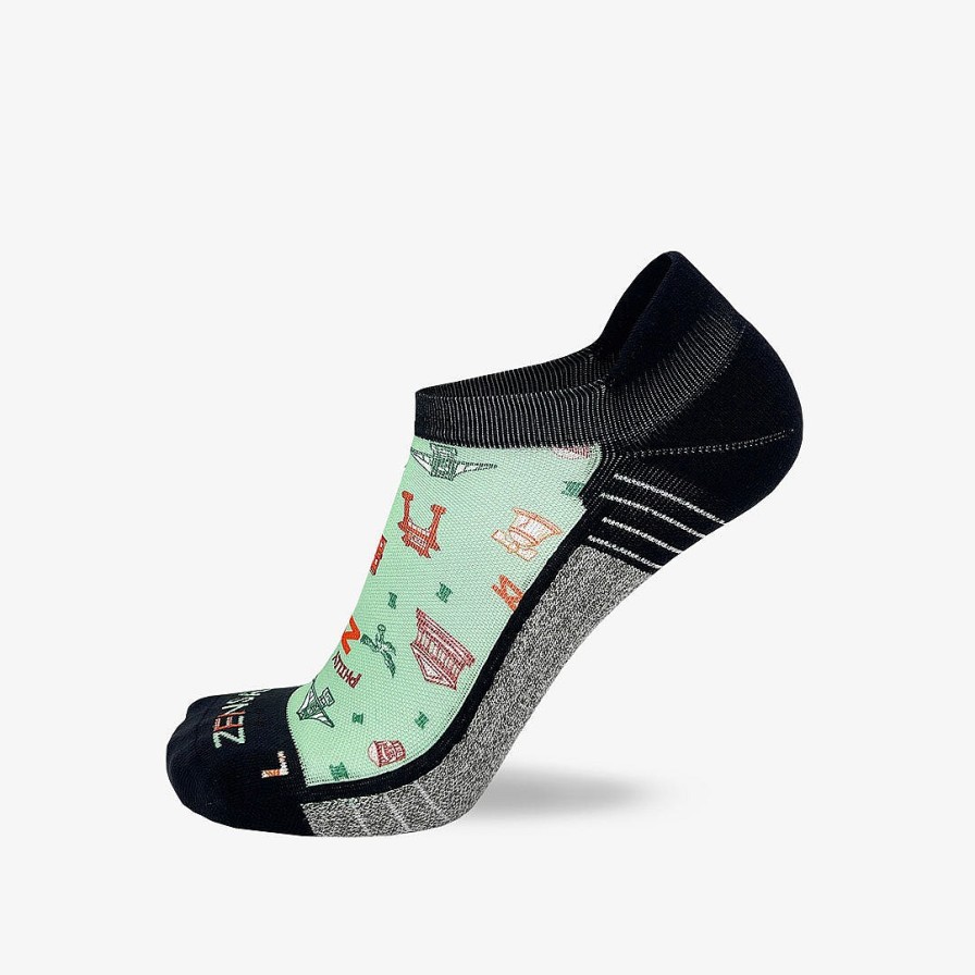 Limited Edition Zensah | Philly Doodle Running Socks (No Show) Mint