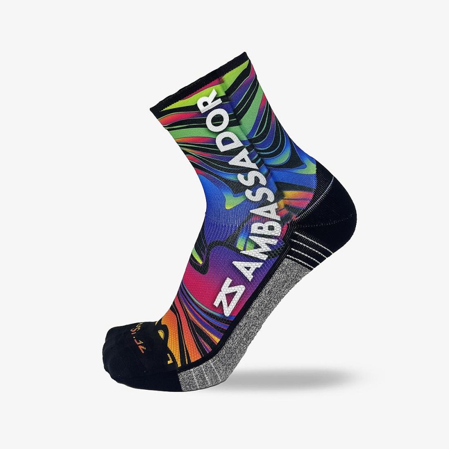 Limited Edition Zensah | 2024 Rainbow Swirls Ambassador Socks (Mini-Crew) Multi