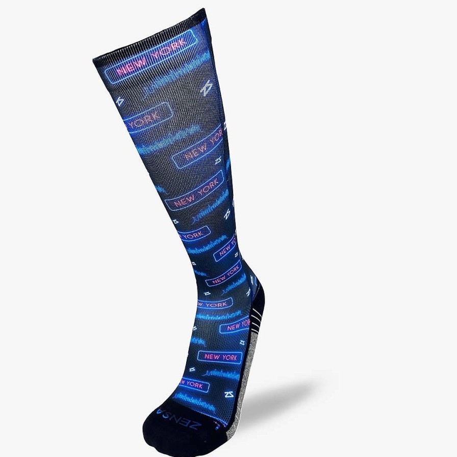 Men Zensah | Neon Nyc Compression Socks (Knee-High) Navy